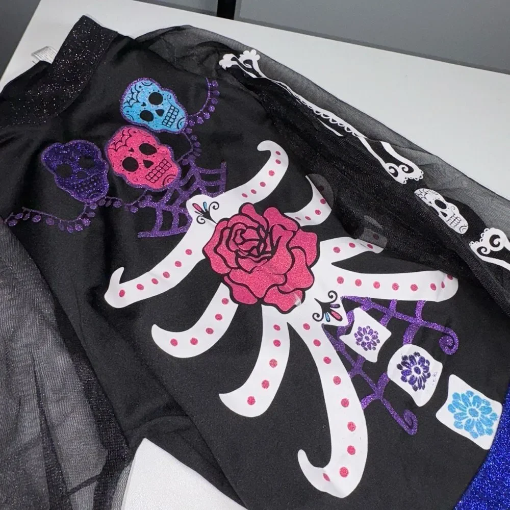 NWOT Girls XL Day Dead Costume Skeleton Dress